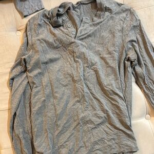 Gray Long Sleeve Henley Shirt